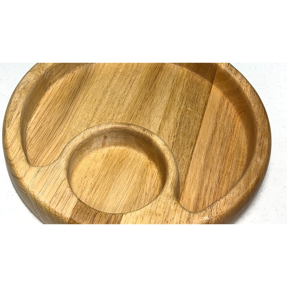 Wood Chip Dip Bowl Dish Platter Selandia Designs Hardwood Thialand 12" - Picture 3 of 6